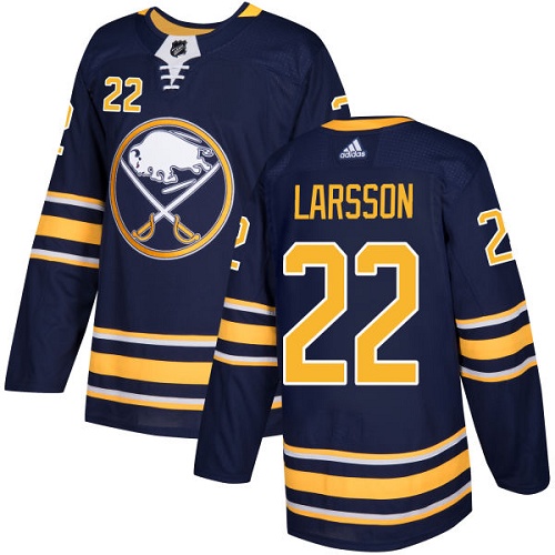 Men Adidas Buffalo Sabres #22 Johan Larsson Navy Blue Home Authentic Stitched NHL Jersey